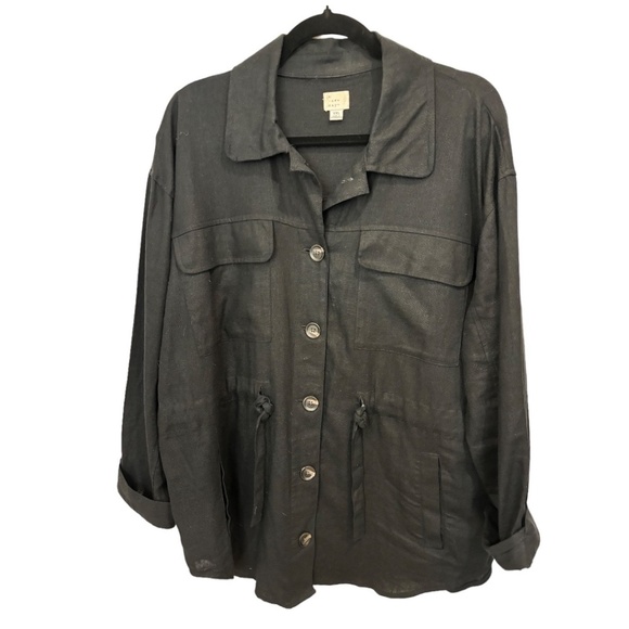 A New Day Plus Size XXL Black Linen Blend  Lightweight Button Front Jacket - Picture 1 of 3